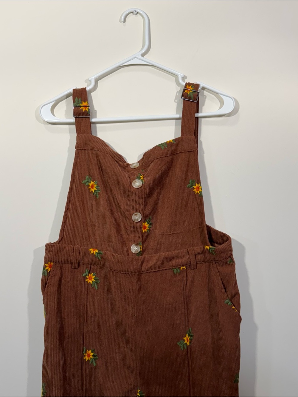 NWT Cider Corduroy Ditsy Floral Embroidered Wide leg Jumpsuit - Picture 6 of 10